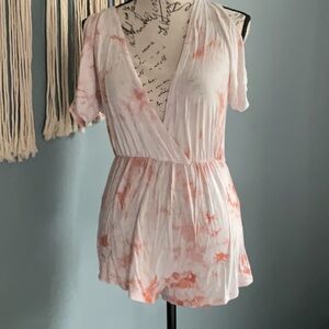 Pink and Orange Tie-Dye Romper Charlotte Russe xs